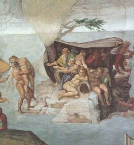 Ceiling of the Sistine Chapel: Genesis, Noah 7-9: The Flood, right view by Michelangelo Buonarroti