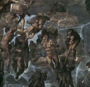 The Last Judgement [detail: 3] (or Before restoration) by Michelangelo Buonarroti