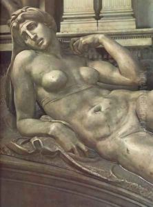 Tomb of Lorenzo de' Medici: Dawn [detail: 1] by Michelangelo Buonarroti