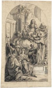 Heilige In Verehrung Der Maria Mit Dem Kind
