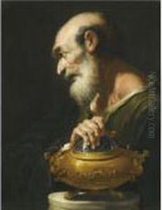 Study Of A Bearded Figure, Half 
Length, Wearing A Black Tunicwith His Hand Over A Brazier, Possibly 
Mucius Scaevola