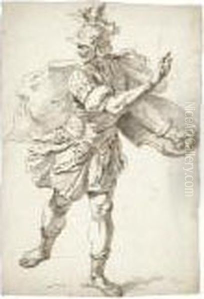A Running Soldier In Classical Armor - view 1