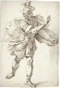 A Running Soldier In Classical Armor by Francesco Fontebasso