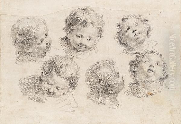 Six Head Studies Of An Infant - view 1
