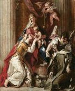 Sposalizio Mistico Di Santa Caterina Ed Estasi Di Santa Teresa by Francesco Fontebasso