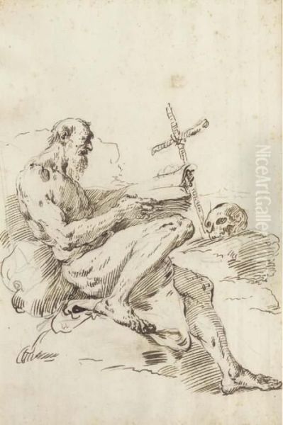 Saint Jerome Seated In Profile To The Right - view 1