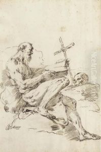 Saint Jerome Seated In Profile To The Right