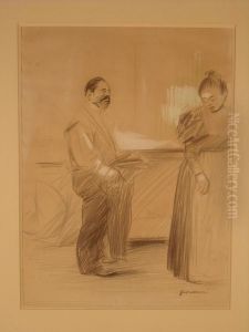 Couple En Conversation by Jean-Louis Forain