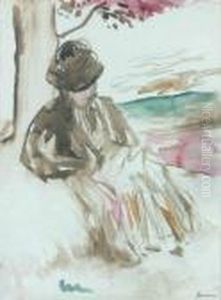 Femme Au Chapeau Sous Un Arbre by Jean-Louis Forain
