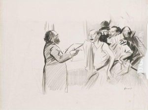 Regisseur Et Comediens (recto), Le Fusil Dans La Cheminee(verso) by Jean-Louis Forain