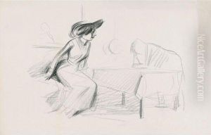 L'attente (recto), Femme Agee (verso)