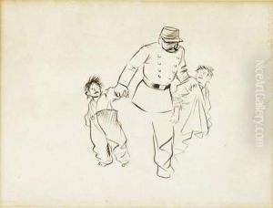 Gendarme Et Enfants Des Rues by Jean-Louis Forain