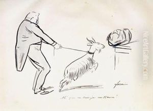 Personnage Retenant Une Chevre