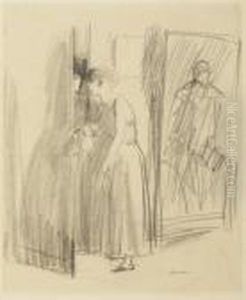 A Woman Opening A Door by Jean-Louis Forain