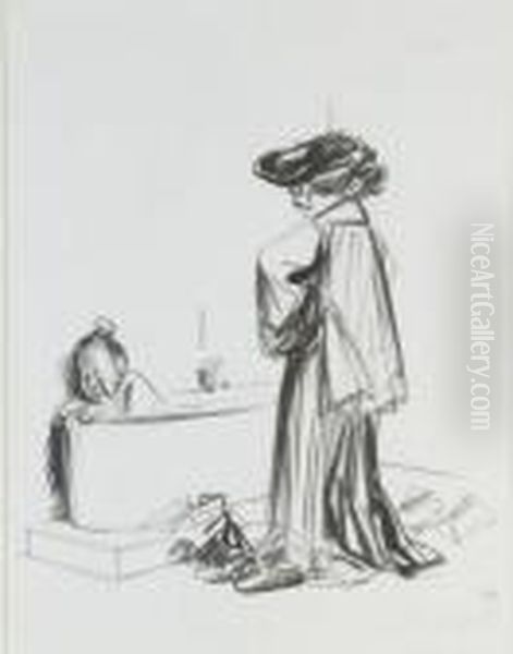 Une Femme Regardant Une Fillette
 Dans Son Bain (recto); Etudepour La Meme Composition (verso) - view 1