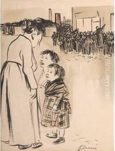 Femme Et Enfant Devant Une Usine by Jean-Louis Forain
