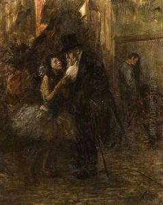 Derriere Le Rideau. by Jean-Louis Forain