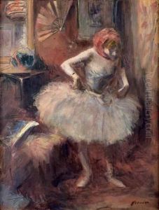 Danseuse Au Foulard Rouge Ou Danseuse A L'habillage by Jean-Louis Forain