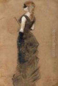 Dessin Au Fusain Et Pastel, 
Signe En Bas A Droite Et Annote "blanche D'harcourt..." En Bas A Gauche.