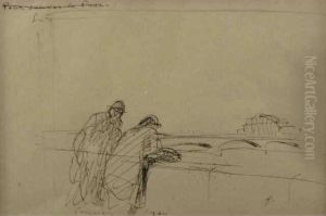 "sauver Le Franc" Dessin A La Plume by Jean-Louis Forain