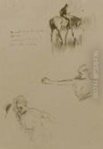 Studies Of Women And A Vignette Of A Man Riding A Horse by Jean-Louis Forain