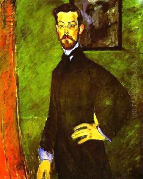 Portrait Of Paul Alexandre Against A Green Background - view 1