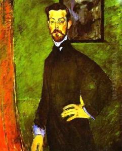 Portrait Of Paul Alexandre Against A Green Background