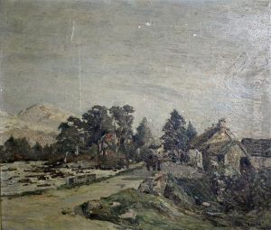 Landscape With Cart And Village by Stanhope Alexander Forbes