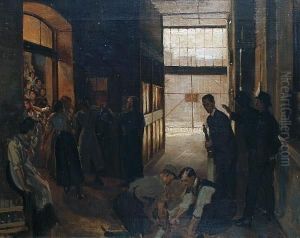Running Out A Fire Hose by Stanhope Alexander Forbes