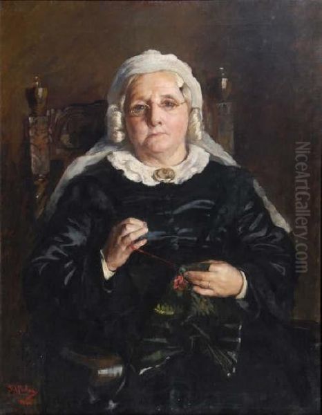 Portrait Of An Elderly Ladysewing - view 1