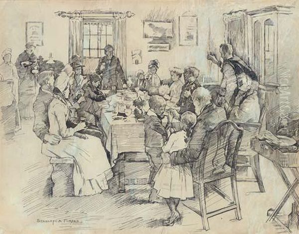 Study For 'the Health Of The Bride' by Stanhope Alexander Forbes