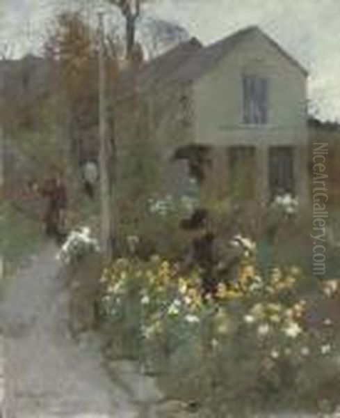 Picking Chrysanthemums - view 1