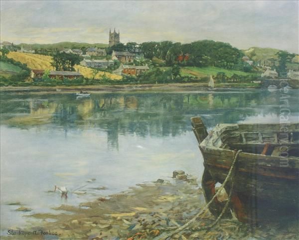 Childrenresting Beside A Stream; Village On The Banks Of An Estuary - view 1