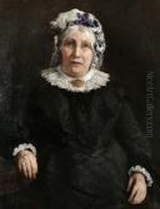 Portrait Of A Lady Seated, Wearing A Black Dress And A Feathered Headdress