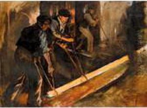 Forging Steel, The Steel Mill by Stanhope Alexander Forbes