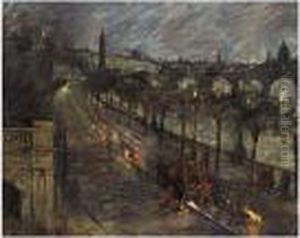 Embankment - Road Menders At Night by Stanhope Alexander Forbes