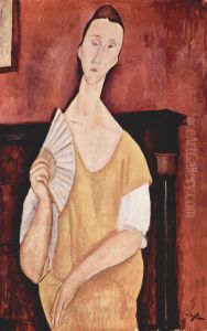 Madame Lunia Czechowska with a Fan by Amedeo Modigliani