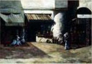 Le Marche Aux Cuivres Et Aux Tapis A Tanger by Mariano Jose Maria Bernardo Fortuny y Carbo