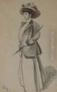 Gentildonna Con Cappello by Mariano Jose Maria Bernardo Fortuny y Carbo