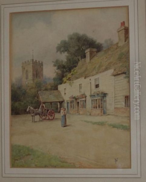 Mother And Child, Horse And Cart Before A Village - view 1