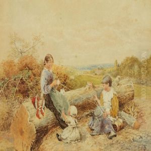 The Girls Are Winding The Yarn by Myles Birket Foster