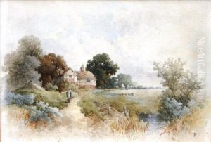 With Manor House In The Distance Within A Wooded Landscape" by Myles Birket Foster