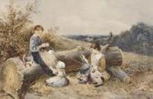 Three Sisters In A Landscape by Myles Birket Foster