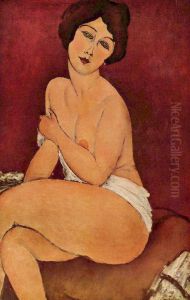 Seated Nude On Divan