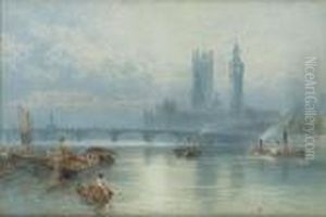 Westminster From The Thames by Myles Birket Foster