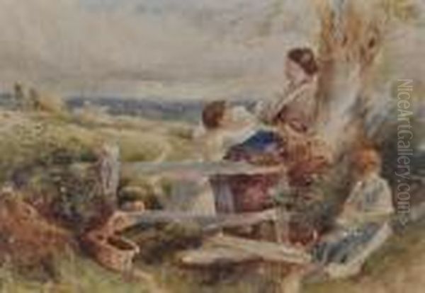 Womanand Children By A Stile - view 1