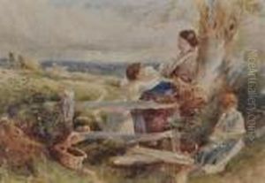 Womanand Children By A Stile