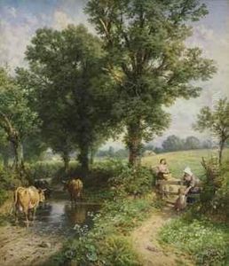 The Footpath By The Waterlane by Myles Birket Foster
