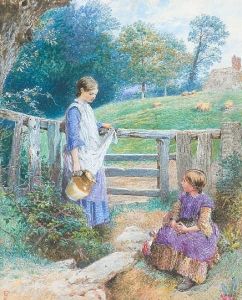 At The Spring by Myles Birket Foster