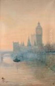 Big Ben And The Thames by Myles Birket Foster